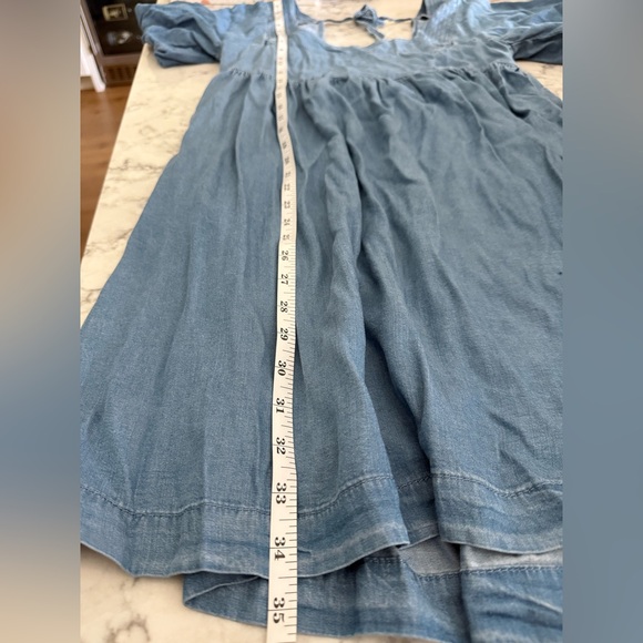 Hem & Thread Solid Blue Square Neck Babydoll Dress- Medium - Picture 9 of 12